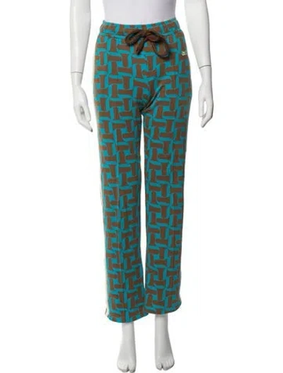Pre-owned Wales Bonner Patterned Crochet Trim Sweatpants In Blue