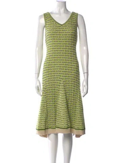 Pre-owned Wales Bonner Patterned Midi Length Dress In Green