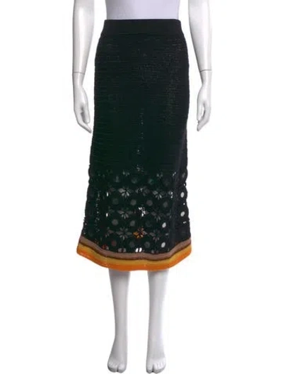 Pre-owned Wales Bonner Patterned Midi Length Skirt In Black
