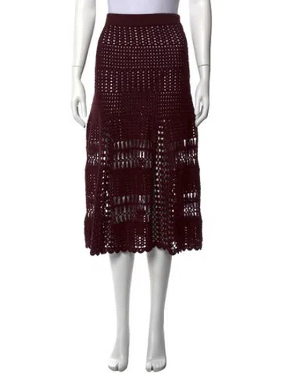 Pre-owned Wales Bonner Patterned Midi Length Skirt In Burgundy