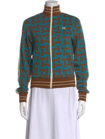Pre-owned Wales Bonner Patterned Mock Neck Sweater In Brown