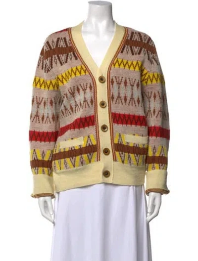 Pre-owned Wales Bonner Patterned V-neck Sweater In Neutral