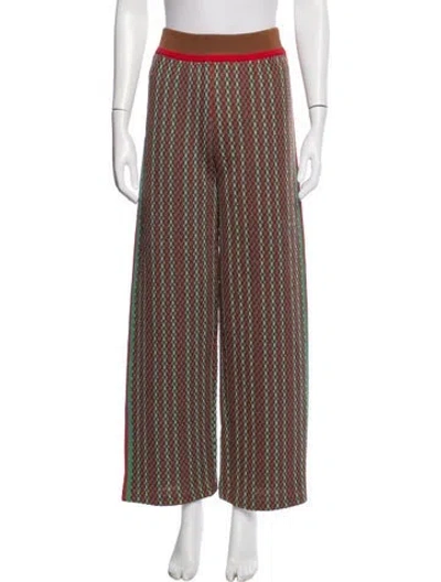 Pre-owned Wales Bonner Patterned Wide Leg Pants In Red