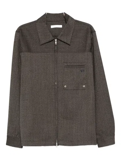 Wales Bonner Pinstripe Zip-front Jacket In Gray