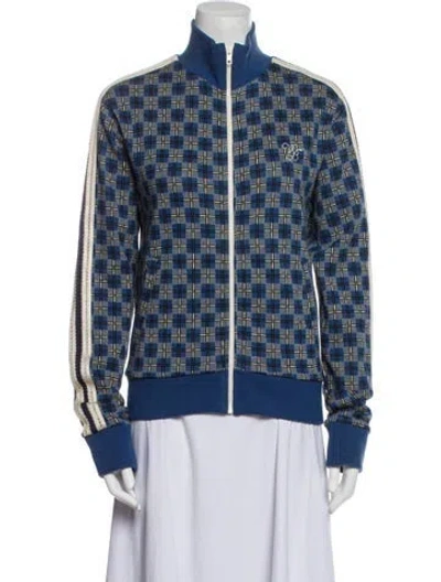 Pre-owned Wales Bonner Plaid Print Bomber Jacket In Blue