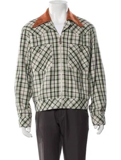Pre-owned Wales Bonner Plaid Print Jacket In Green