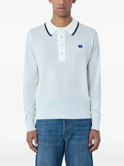 Wales Bonner Point-collar Knitted Polo Shirt In Neutral