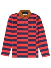 Wales Bonner Striped Knitwear With Contrast Collar And Long Sleeves In Blue