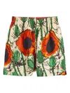 Wales Bonner Poppy-print Elasticated Shorts