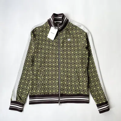 Pre-owned Wales Bonner ‘power' Crochet Sleeve Track Top In Green