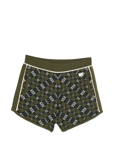 Wales Bonner Power Embroidered Jacquard-knit Shorts In Green