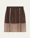 Wales Bonner Presence Mirror-embellished Silk Midi Skirt In Brown