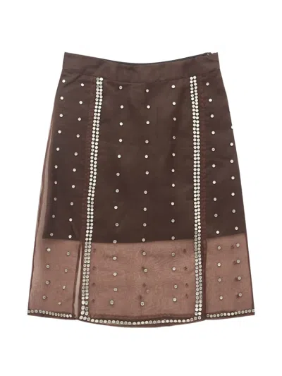 Wales Bonner Presence Studded Organza Skirt In Multi