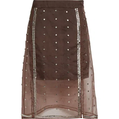 Wales Bonner Presence Studded Skirt In Brown