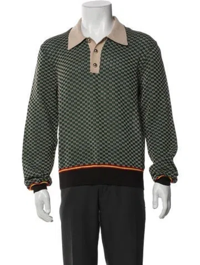 Pre-owned Wales Bonner Printed Collar Polo Shirt W/ Tags In Green