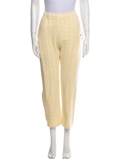 Pre-owned Wales Bonner Printed Embroidered Accent Sweatpants In Yellow
