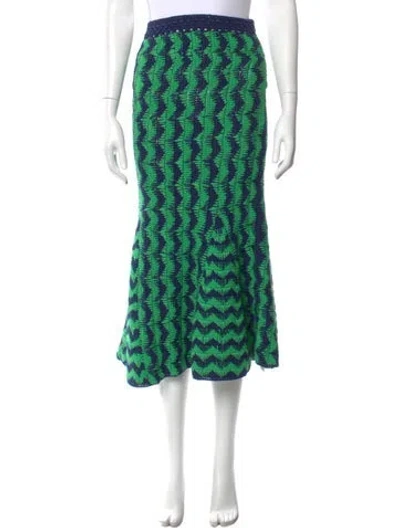 Pre-owned Wales Bonner Printed Midi Length Skirt W/ Tags In Blue