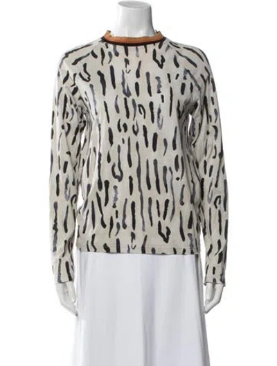 Pre-owned Wales Bonner Printed Mock Neck Top In Blue/neutrals