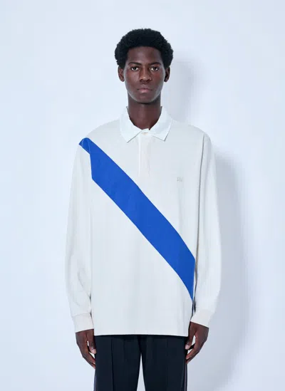 Wales Bonner Diagonal-stripe Long-sleeve Polo Shirt In Blue