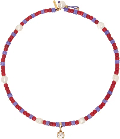 Wales Bonner Purple & Red Dream Necklace In Purple/red