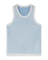 Wales Bonner Mesh Overlay Tank Top In White Blue