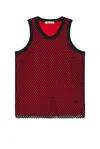 Wales Bonner Mesh Trim Tank Top In Black & Red