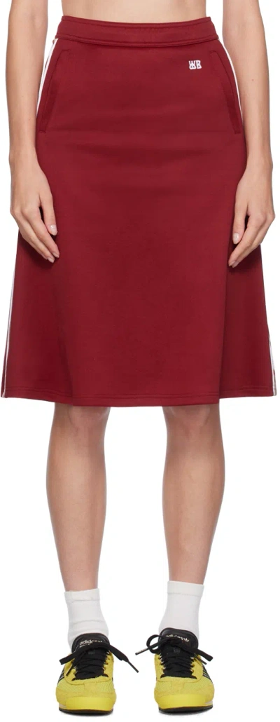 Wales Bonner Red Shine Midi Skirt In Burgundy