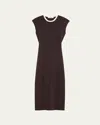 Wales Bonner Rhyme Belted Pointelle Knit Midi Dress In Dark Brown