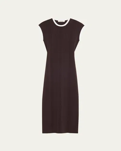 Wales Bonner Rhyme Belted Pointelle Knit Midi Dress In Dark Brown