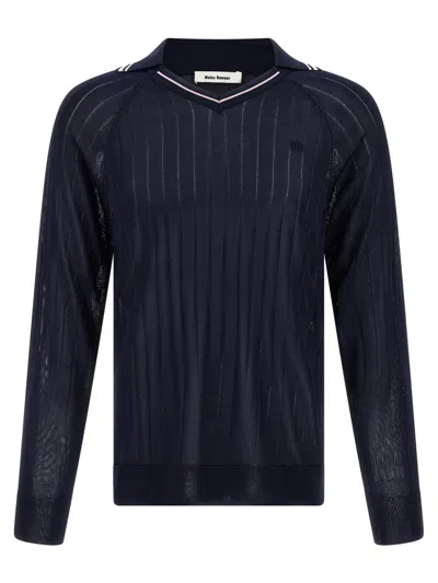 Wales Bonner 'roots Polo Shirt' Sweater In Blue