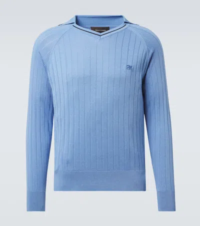 Wales Bonner Roots Polo Sweater In Blue