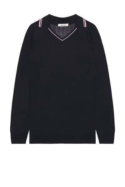 Wales Bonner Roots Polo Top In Black