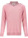 Wales Bonner Roots Polo Shirt Sweater In Pink
