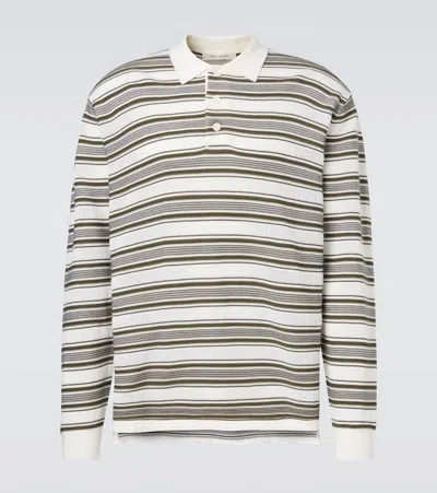 Wales Bonner Samuel Striped Wool-blend Polo Sweater In Green