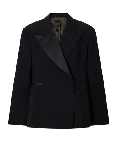 Wales Bonner Satin-trimmed Wool-twill Jacket In Black