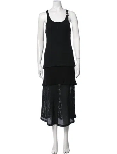 Pre-owned Wales Bonner Scoop Neck Long Dress In Black