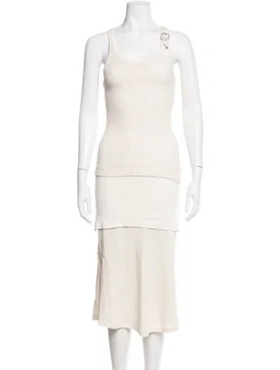 Pre-owned Wales Bonner Scoop Neck Long Dress In Neutrals