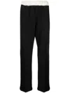 Wales Bonner Seine Distressed Silk-trimmed Slub Wool Straight-leg Pants In Black