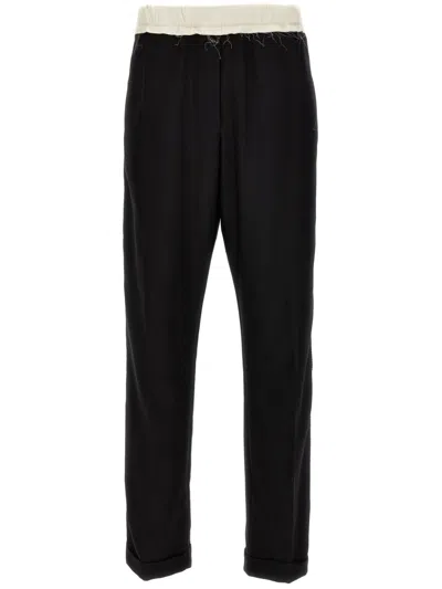 Wales Bonner Seine Crochet Side-stripe Wool Trousers In Black