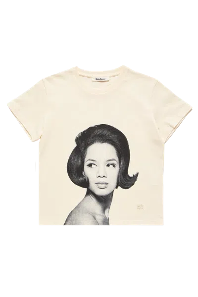 Wales Bonner Selah Cropped T-shirt Ivory In Neutral