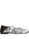 Wales Bonner Ballerina Buckle Ballet Flats In Silver Leather In Silver