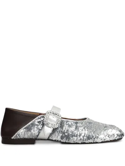 WALES BONNER SEQUIN-EMBELLISHED BALLERINA SHOES