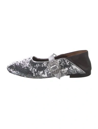 Pre-owned Wales Bonner Sequins Mary Jane Flats In Silver