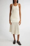 Wales Bonner Serenity Crystal-embellished Layered Open And Ribbed-knit Cotton Midi Dress In Ivory
