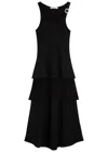 Wales Bonner Serenity Layered Mesh Midi Dress In Black