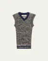 Wales Bonner Shade Sweater Vest In Navyivory
