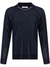 Wales Bonner Roots Polo Shirt Sweaters And Cardigans Multicolor In Navy Pink