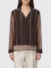 Wales Bonner Women Brown Organza Shirt, L Luxury Shirts For Women Darveys In Brown