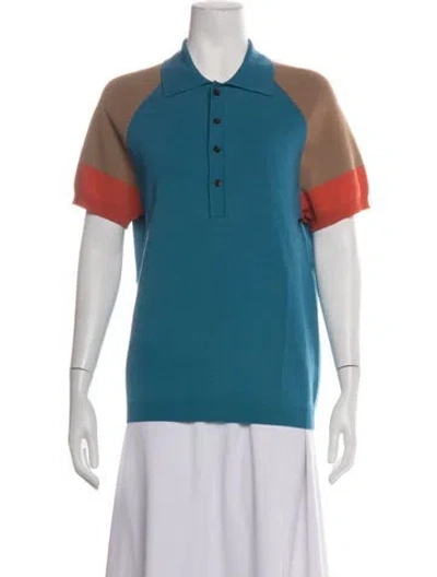 Pre-owned Wales Bonner Short Sleeve Polo In Blue