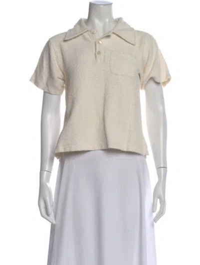 Pre-owned Wales Bonner Short Sleeve Polo In White
